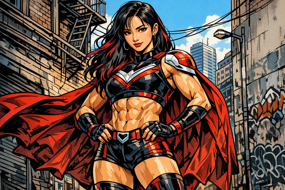 Superhero muscle transformation AI image