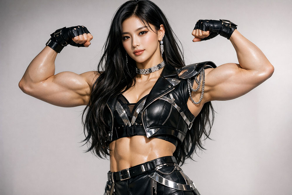 Muscle idol MV look AI generated image